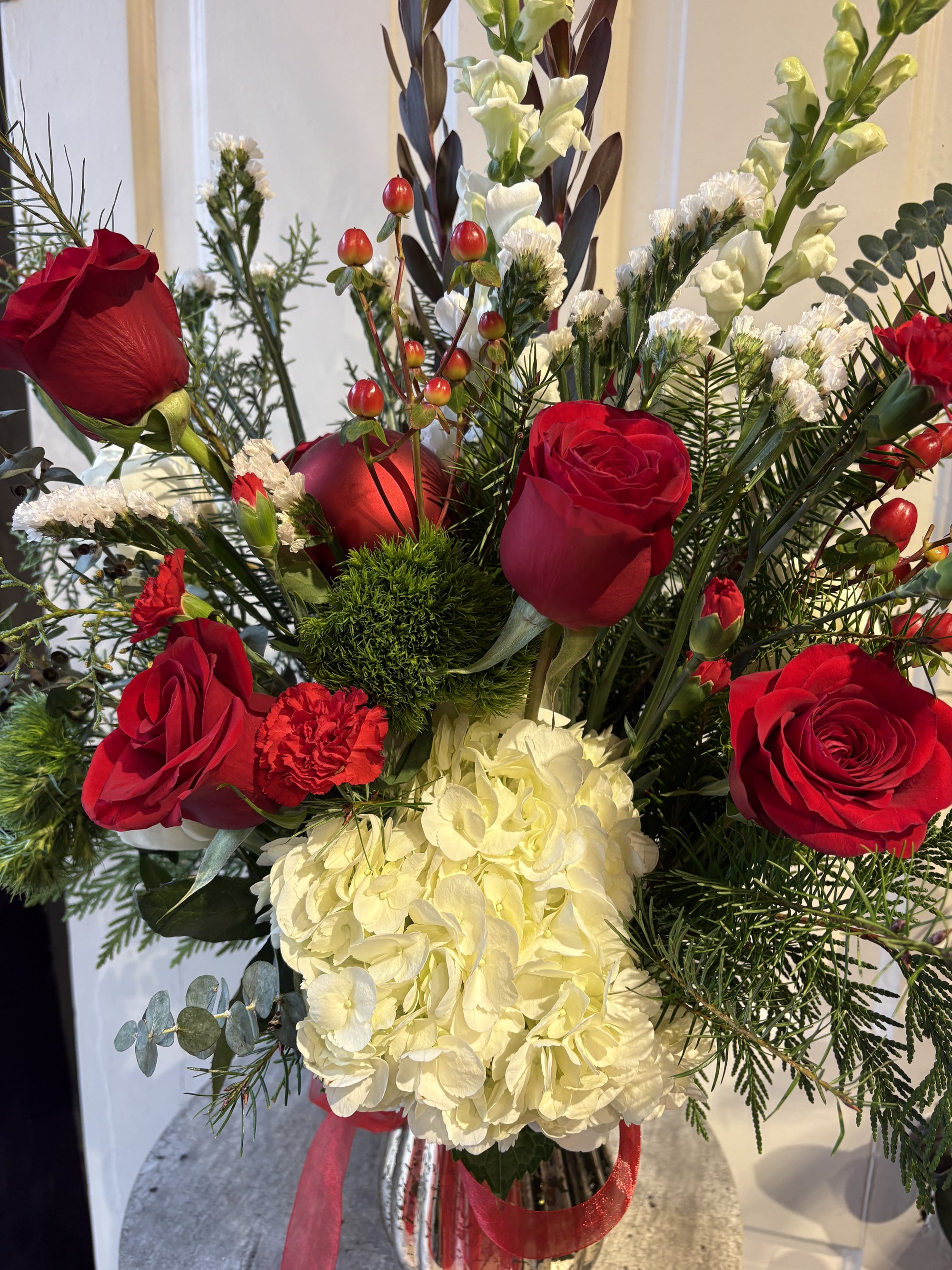 christmas roses and hydrangea