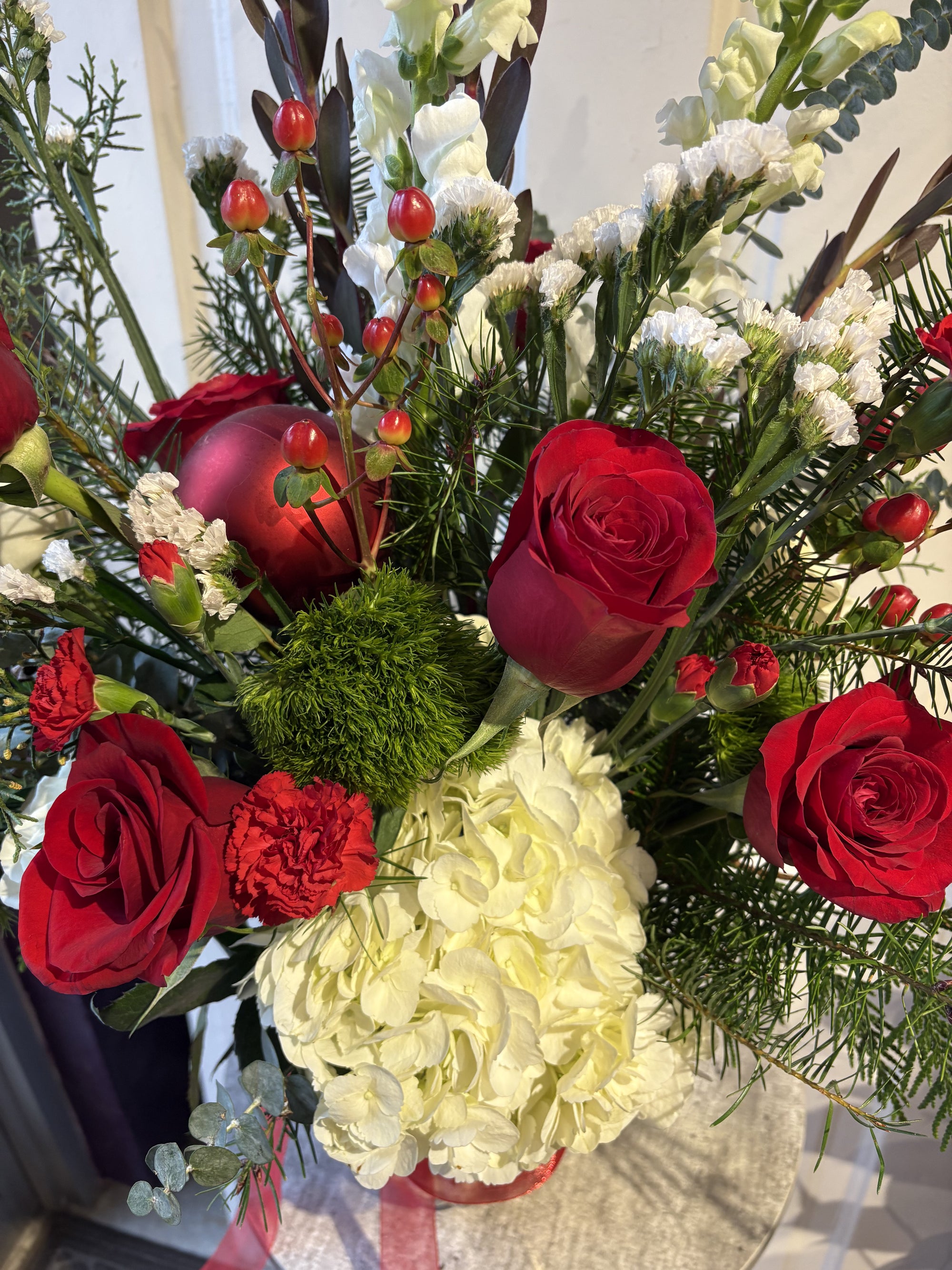 christmas roses and hydrangea