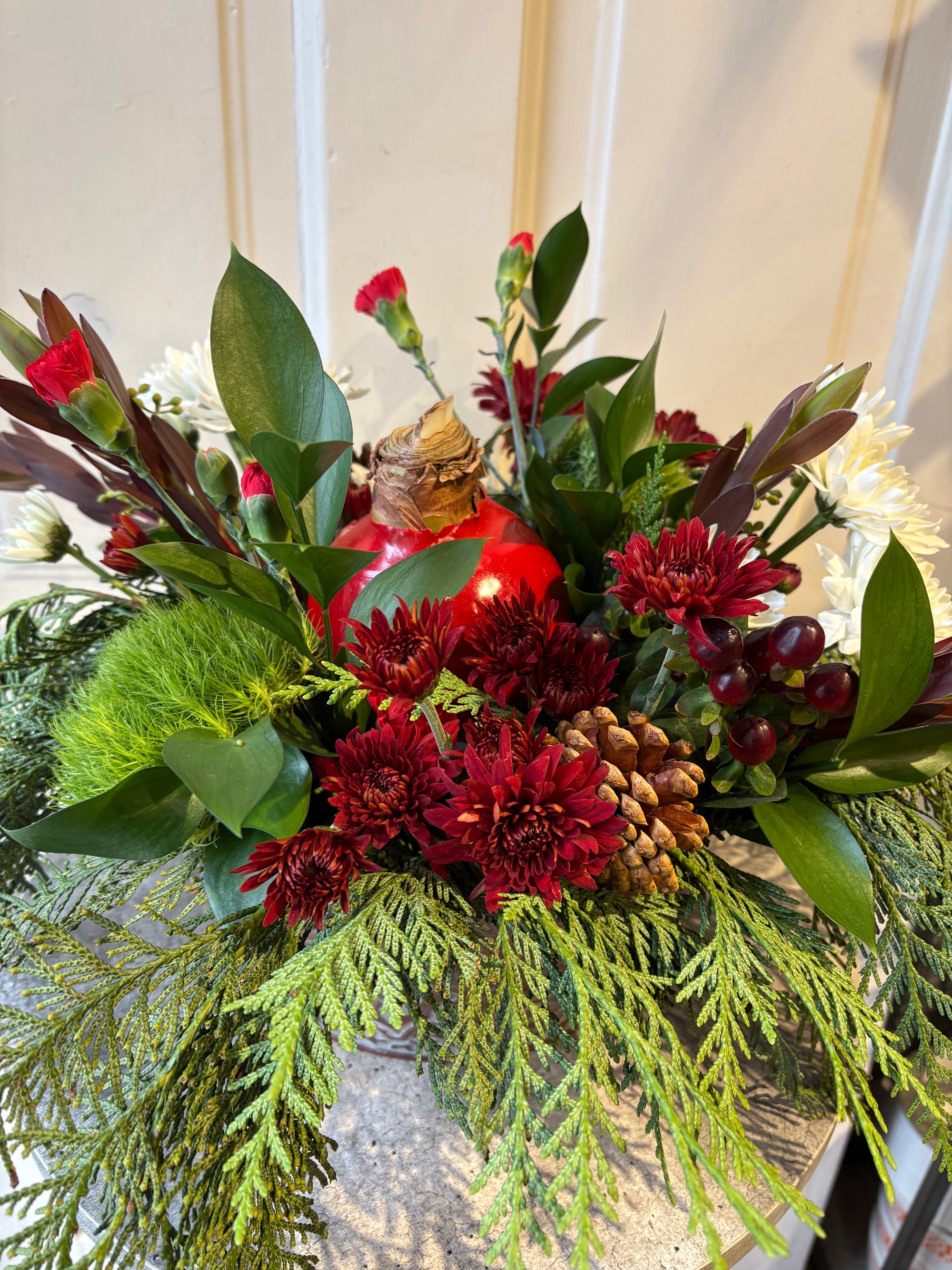 waxed amaryllis centerpiece