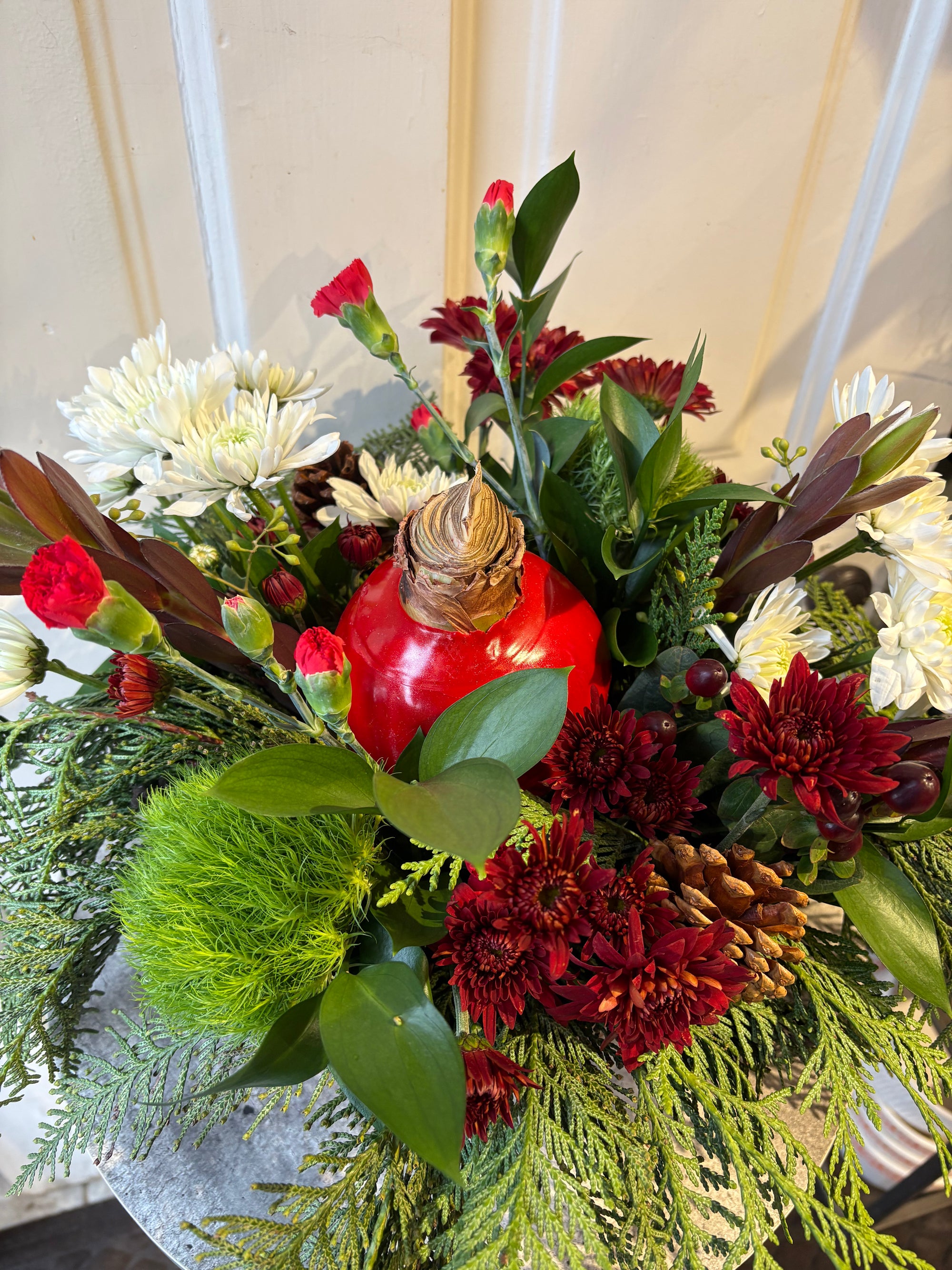 waxed amaryllis centerpiece