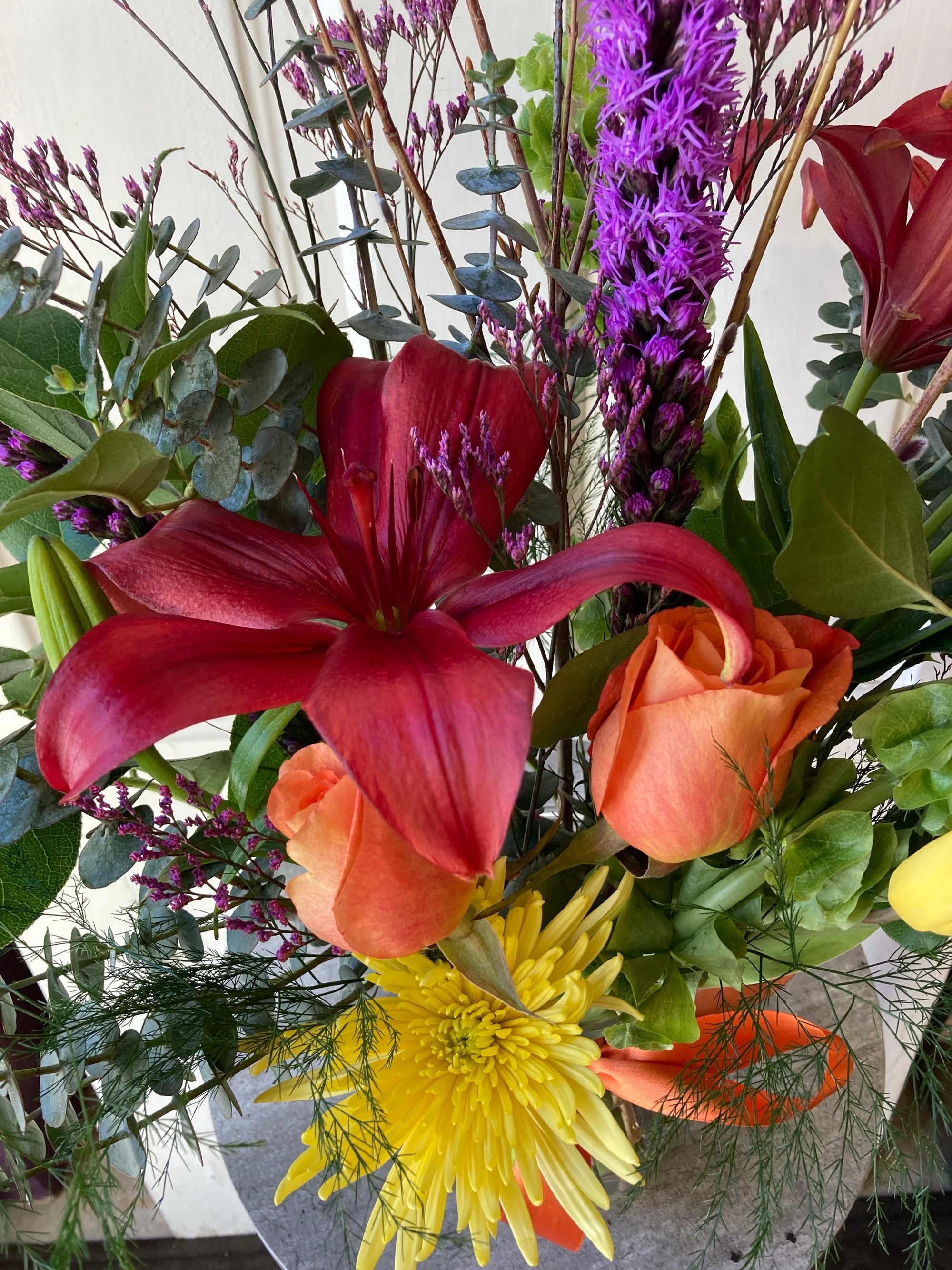 lilies and roses