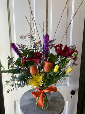 lilies and roses